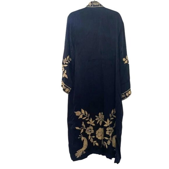 Johnny Was MARTINA LONG KIMONO Black and Gold Embroidered Sz‎ XL - Picture 3 of 6